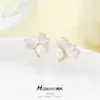 Wholesale Ginkgo Leaf Earrings For Women With 925 Sterling Silver Posts, Copper Base, 14K Real Gold Plated And Zircon Inlay