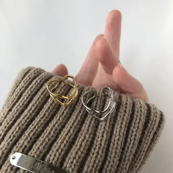 Wholesale Vacuum Plating Real Gold Plated 18K Gold Solid Color 304 Stainless Steel IG Style Simple Style Waterproof Non Tarnish Open Rings