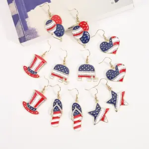 Wholesale 1 Pair Simple Style Classic Style Printing Printing Inlay Zinc Alloy Rhinestones Drop Earrings