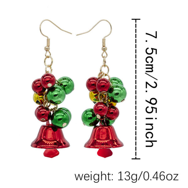 Wholesale Christmas red and green color matching bell earrings creative simple color tassel earrings Christmas Carnival earrings