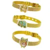 Wholesale Unisex Animal Bracelet With Bezel Setting, PVD Coated 304 Stainless Steel Featuring Zircon Inlay And 0.03µm Gold Plating Thickness