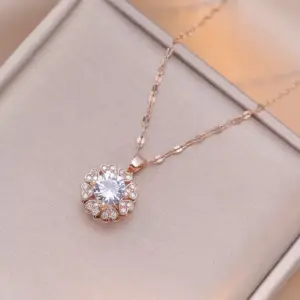 X3053 Rose Gold Heart Rotating Necklace