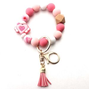 oly-bb431489dcb064242f63f8a929888f65 Wholesale Cute Love Silicone Bead Keychain Pendant Creative Handmade Beaded Bag Accessories Bracelet Key Ring for Women