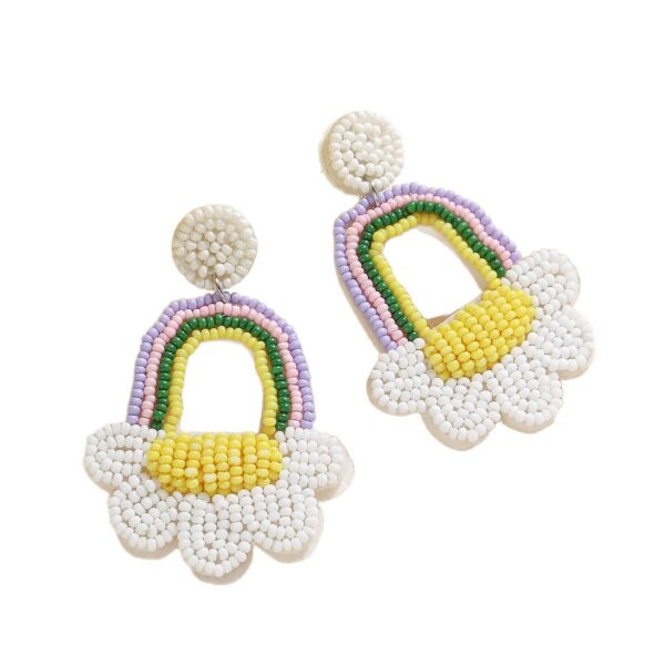 oly-bb4bf6cba1e11ef87d7ee13d780d1871 Wholesale Easter Beaded Earrings Handmade Fabric Rice Beads Bohemian Creative Bunny Flower Basket Earrings