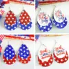 Wholesale Independence Day Earrings July Fourth Flag Day Shiny Pendant Festive Atmosphere Colorful Oversized Drop Earrings For Women