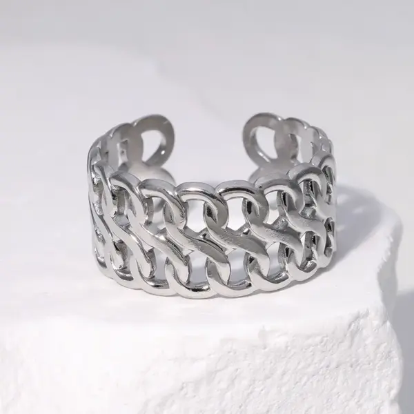 Wholesale 304 Stainless Steel 18K Gold Plated Lady Plating C Shape Open Rings