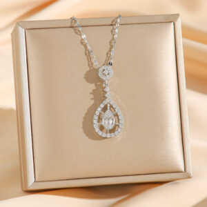 8733 silver full diamond water drop