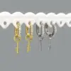 Wholesale Ins Style Simple Key Earrings Copper Inlaid Zircon Hoop Fashion Women's Earrings Daily Wear Dangling Earrings Imitation Gold Plated Universal Electroplated
