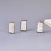 Wholesale 304 Stainless Steel Square PVD Coated Shell 18K Real Gold Plated 18K Gold Simple Style Waterproof Non Tarnish Plating Inlay Gold Drop Earrings