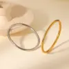Wholesale 304 Stainless Steel Geometric Customization Laser Engraving PVD Coated 18K Real Gold Plated Casual Simple Style IG Style Waterproof Non Tarnish Gold Bangle