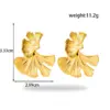 Wholesale PVD Coated Flower Ginkgo Leaf Fish Tail 304 Stainless Steel Simple Style Waterproof Non Tarnish Drop Earrings