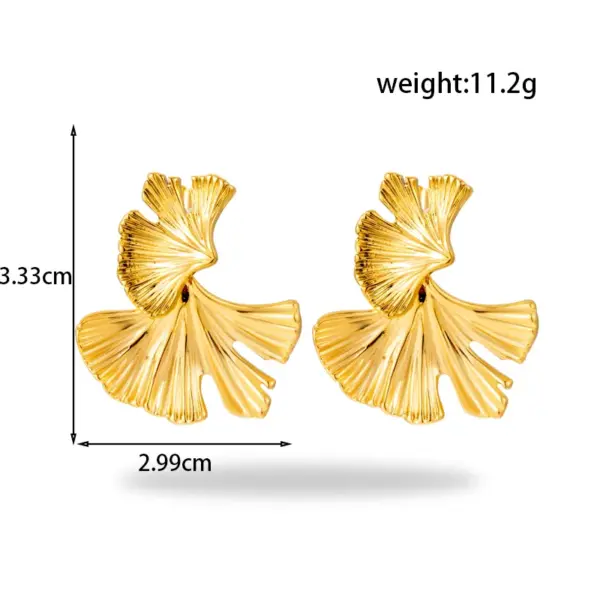 Wholesale PVD Coated Flower Ginkgo Leaf Fish Tail 304 Stainless Steel Simple Style Waterproof Non Tarnish Drop Earrings
