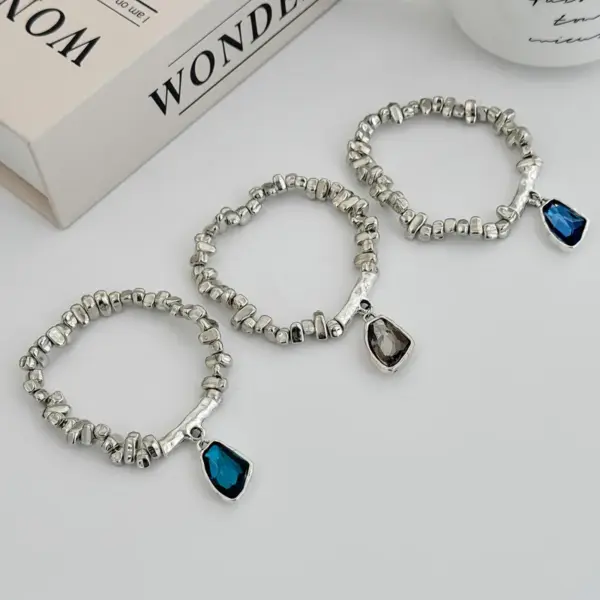 Wholesale Copper Alloy Acrylic Crystal Micro Inlaid Gemstone Ring Bracelet Simple Trendy KC Gold Plated Snake Chain Jewelry
