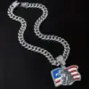Wholesale American Flag Eagle Rhinestone Pendant Campaign Popular Flag Eagle Necklace Alloy Zinc Alloy Square Plated Unisex Necklace