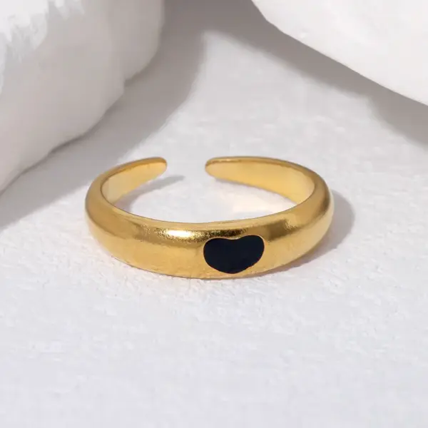 Wholesale PVD Coated Real Gold Plated 18K Gold Heart Shape 304 Stainless Steel Princess Cute Romantic Waterproof Non Tarnish Open Rings