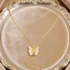 Wholesale Butterfly Necklace For Women With Waterproof Non Tarnish 304 Stainless Steel, 18K Real Gold Plated, Zircon Inlay, And Box Chain