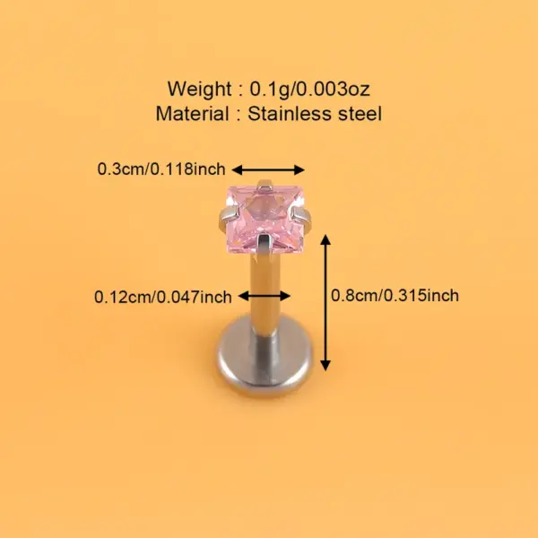 Wholesale 1 Piece Lip Rings Simple Style Classic Style Shiny Pentagram Round Heart Shape 316L Stainless Steel Waterproof Non Tarnish Surgical Steel Zircon Lip Rings