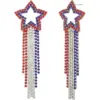 Wholesale American Flag Independence Day Heart Shaped Rhinestone Pendant Earrings Women Bohemian Long Waterdrop Jewelry Accessories
