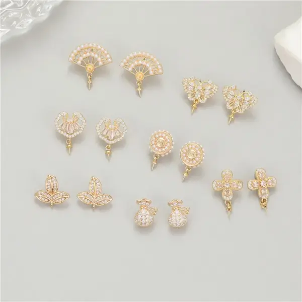 Wholesale Sector Stud Earrings For Women Featuring 925 Sterling Silver Posts With 14K Real Gold Plated Copper And Zircon Inlay