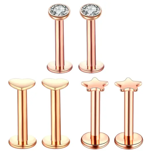 Wholesale Fashion Star Heart Shape Stainless Steel Plating Zircon Lip Stud