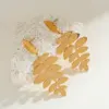 Wholesale 304 Stainless Steel Leaves PVD Coated Stone-Free Casual Elegant Romantic Plating Gold Ear Studs