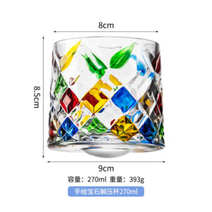 Contrast gemstone rotating whiskey glass