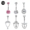 Wholesale Titanium Alloy Chain Belly Button Ring Belly Button Ring Earrings Accessories Cultivate Diamond Summer Fashion Unisex Geometric Pattern Zircon Round Water Drop