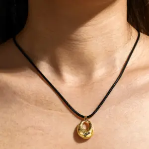 Wholesale Geometric Necklace For Women In 304 Stainless Steel With 18K Real Gold Plated Coating 0.03µm, Cord String, Independence Day Style