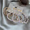 Wholesale Geometric Plating Alloy Pearl Hoop Earrings