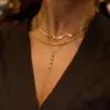 Wholesale 304 Stainless Steel Y Word PVD Coated 18K Real Gold Plated Basic Simple Style Micro Super Whisper Thin Chain Safety Clasp Closure Y-Necklace Necklace