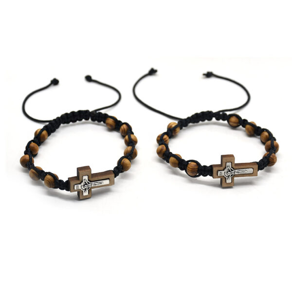 Wholesale Knot Cross Bracelet Alloy Pine Beads Woven Knot Rosary Beads Bracelet Adjustable E-commerce