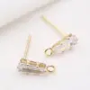Wholesale Handmade Geometric Stud Earrings In Copper With 14K Real Gold Plating And Zircon Inlay, Featuring 925 Sterling Silver Ear Pins