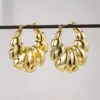 Wholesale Three-dimensional Geometric Earrings For Women In Copper With KC Golden Water Plating And 0.03µm Thickness