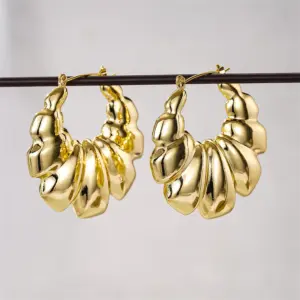 Wholesale Three-dimensional Geometric Earrings For Women In Copper With KC Golden Water Plating And 0.03µm Thickness