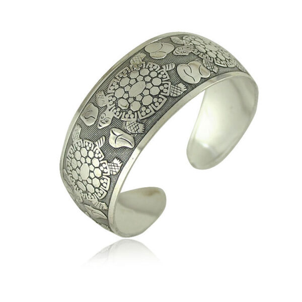 Wholesale Silver Jewelry Open Miao Silver Elephant Bracelet Women’s Ethnic Style Wide Bracelet Retro Stall Small Commodity