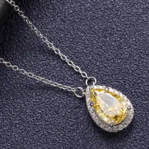 Wholesale Geometric Inlay Pendant Necklace For Women In 925 Sterling Silver With High Carbon Diamond And Platinum Plated Cable Chain