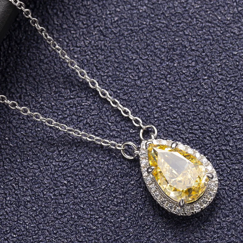 Wholesale Geometric Inlay Pendant Necklace For Women In 925 Sterling Silver With High Carbon Diamond And Platinum Plated Cable Chain