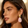 Wholesale Waterproof Non Tarnish Irregular Stud Earrings For Women, 304 Stainless Steel With 18K Real Gold PVD Coating And Resin Inlay