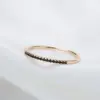 Wholesale New Simple Black Zircon Ring 585 Rose Gold Plain Ring Versatile Women's Finger Ring Luxury Style Geometry Pattern