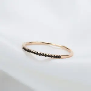 Wholesale New Simple Black Zircon Ring 585 Rose Gold Plain Ring Versatile Women's Finger Ring Luxury Style Geometry Pattern