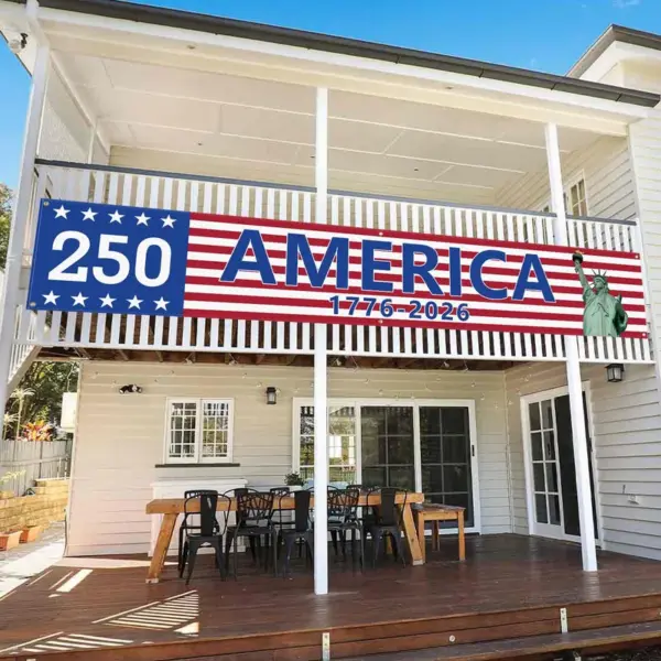oly-bc30e65ba8f1b7debc03465ca2b60370 Wholesale 250th Anniversary American Flag Vertical Flag 50x 300cm Polyester Retro Print Colorful Flag Suitable For National Day Celebration