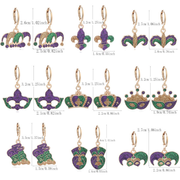 oly-bc33f534890425987042fda55580d899 Wholesale Carnival Earrings Flash Iris Flower Mask Earrings Crown Earrings Trendy Fashion All-match Earrings