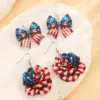 oly-bc35425e2bc4b8aeb025d7054a184989 Wholesale 1 Pair Vintage Style Classic Style American Flag Flower Bow Knot Acrylic Drop Earrings