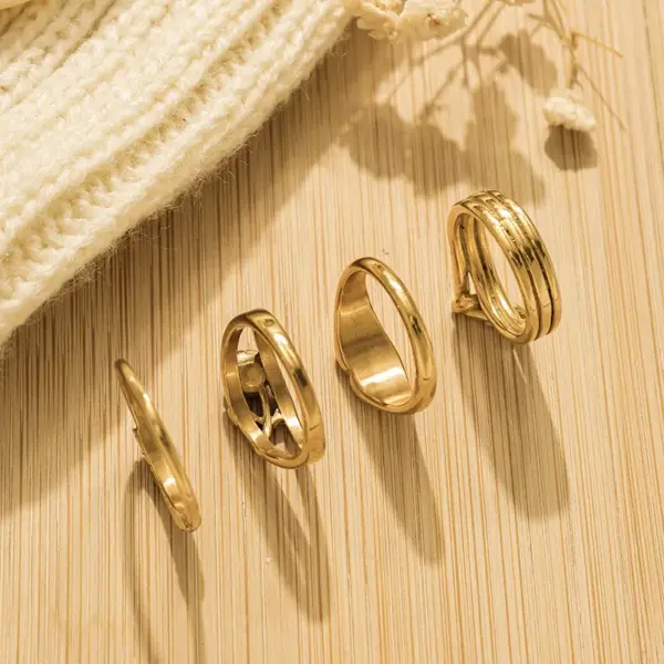 Wholesale Vacuum Electroplating (In Furnace) 18K Gold Plated 304 Stainless Steel Rose Flower Rope Knot Love Heart Zircon Metal Wind Ring