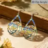 Wholesale Retro Multicolor Water Droplets Drop Earrings With Acrylic Print, Featuring 304 Stainless Steel Ear Pins For Women