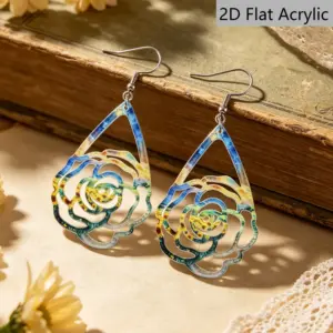 Wholesale Retro Multicolor Water Droplets Drop Earrings With Acrylic Print, Featuring 304 Stainless Steel Ear Pins For Women