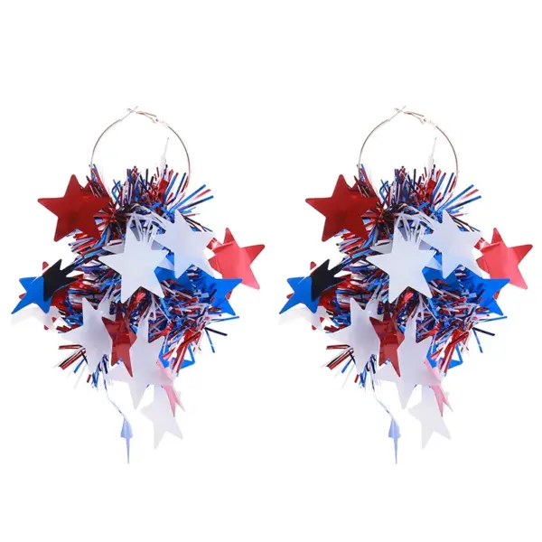 oly-bc522b07a292427d0ee963819cb5ebc3 Wholesale National Flag Acrylic Earrings With Tassel, Iron Ear Pins, Designed For Women, 1 Pair