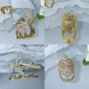 Wholesale Fashion Light Luxury INS Style Copper Color Retention Electroplated Micro Inlaid Zircon Eight-Pointed Star Ribbon Light Open Ring Water Plated 18K Real Gold