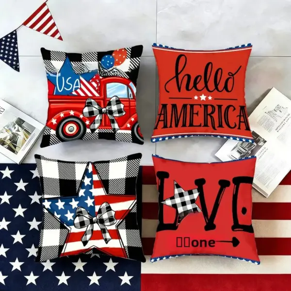 Wholesale Household Plush Pillow Case Featuring Car Pattern, Perfect For Independence Day Decoration