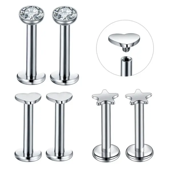 Wholesale Fashion Star Heart Shape Stainless Steel Plating Zircon Lip Stud
